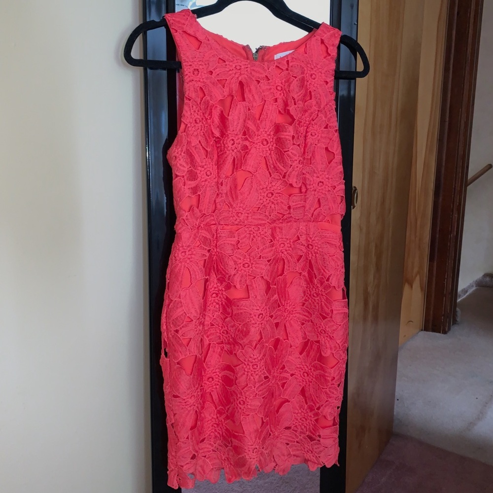 TANGERINE COCKTAIL LACE DRESS